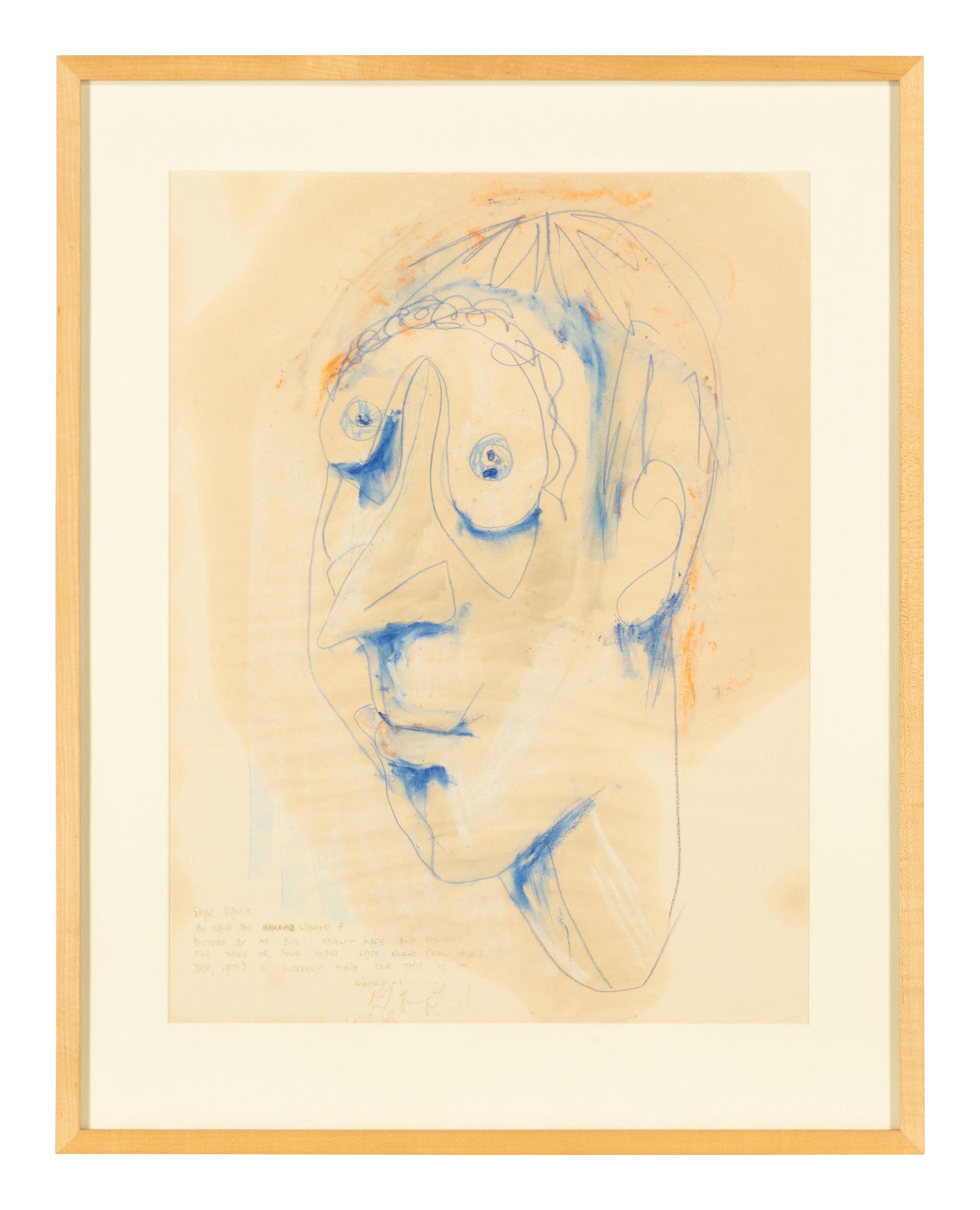 VONNEGUT, Kurt (1922-2007). Untitled original portrait. 1971.