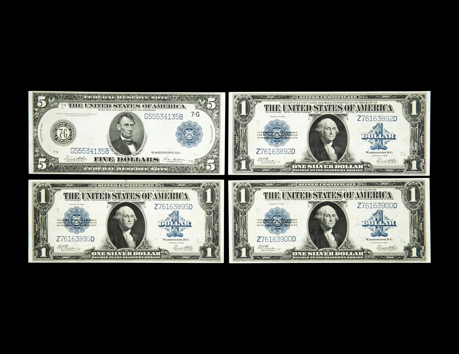 A Group of Four Large-Size Silver Certificates