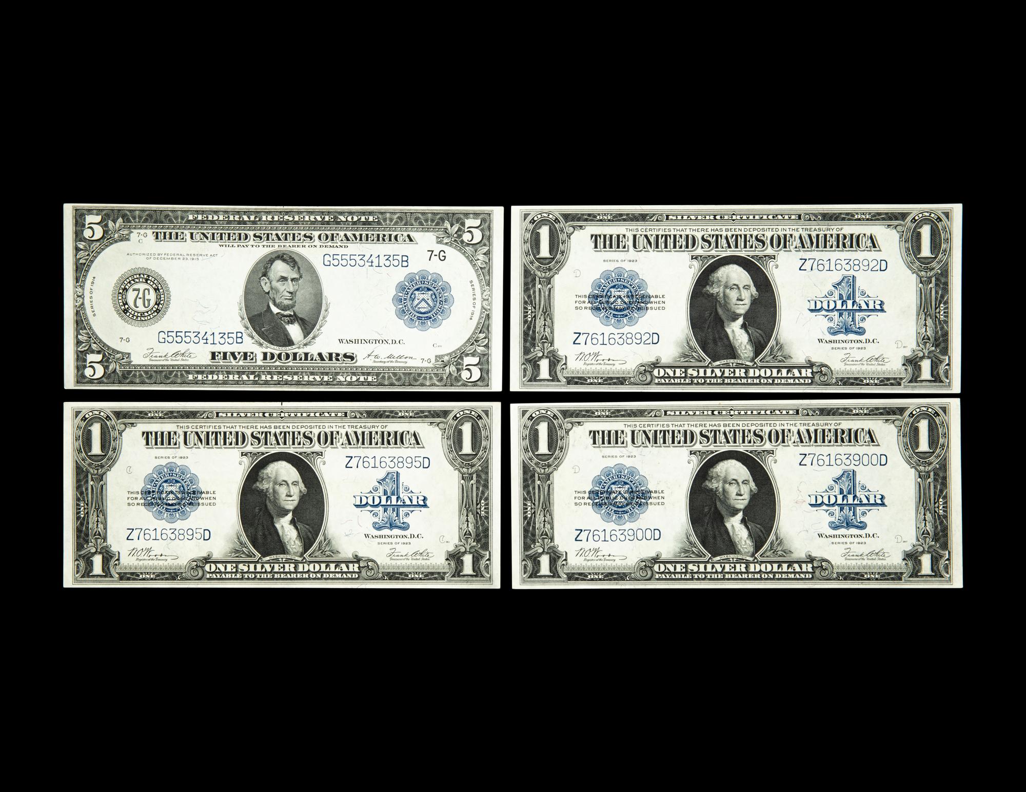 A Group of Four Large-Size Silver Certificates