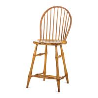 A Yellow Painted Bow Back Compass-Seat Windsor Tall Chair
