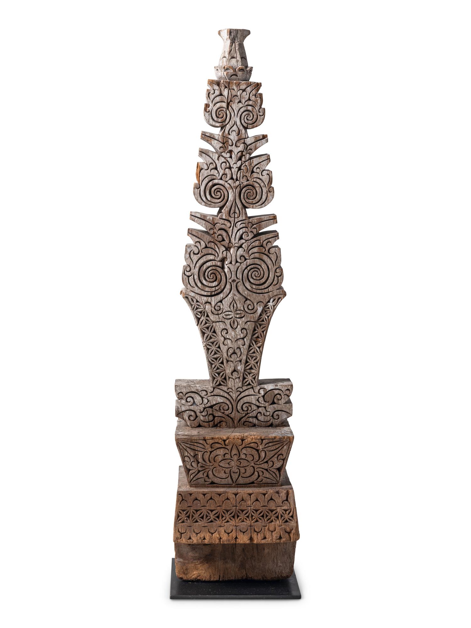 A Southeast Asian Carved Wood Roof Finial