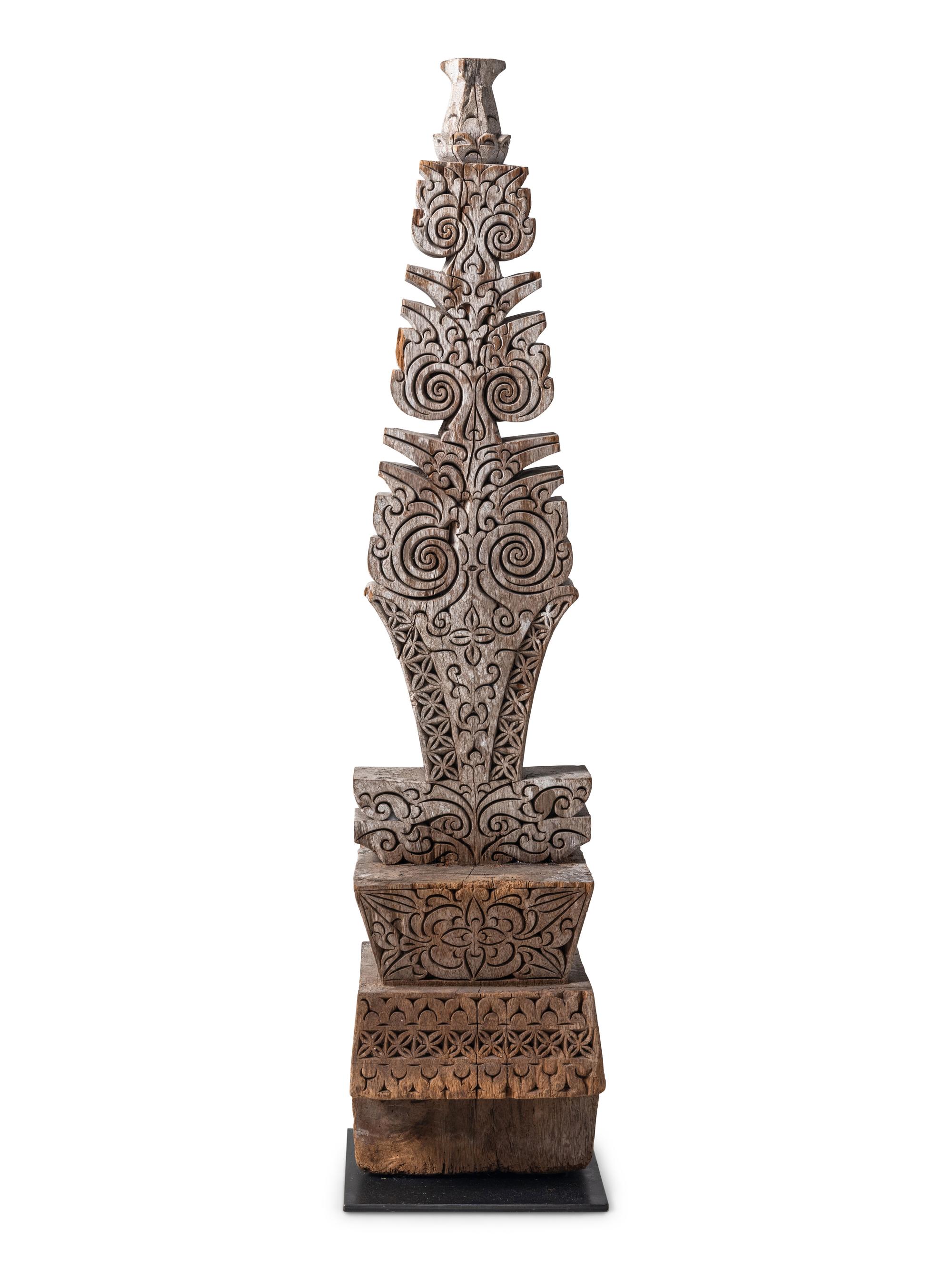 A Southeast Asian Carved Wood Roof Finial