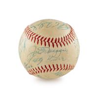 An Impressive Multi Signed Autograph Vintage 1955 Hall of Fame Induction Weekend Baseball Featuring Joe DiMaggio, Jimmie Foxx and 18 Others (Beckett Authentication Services)