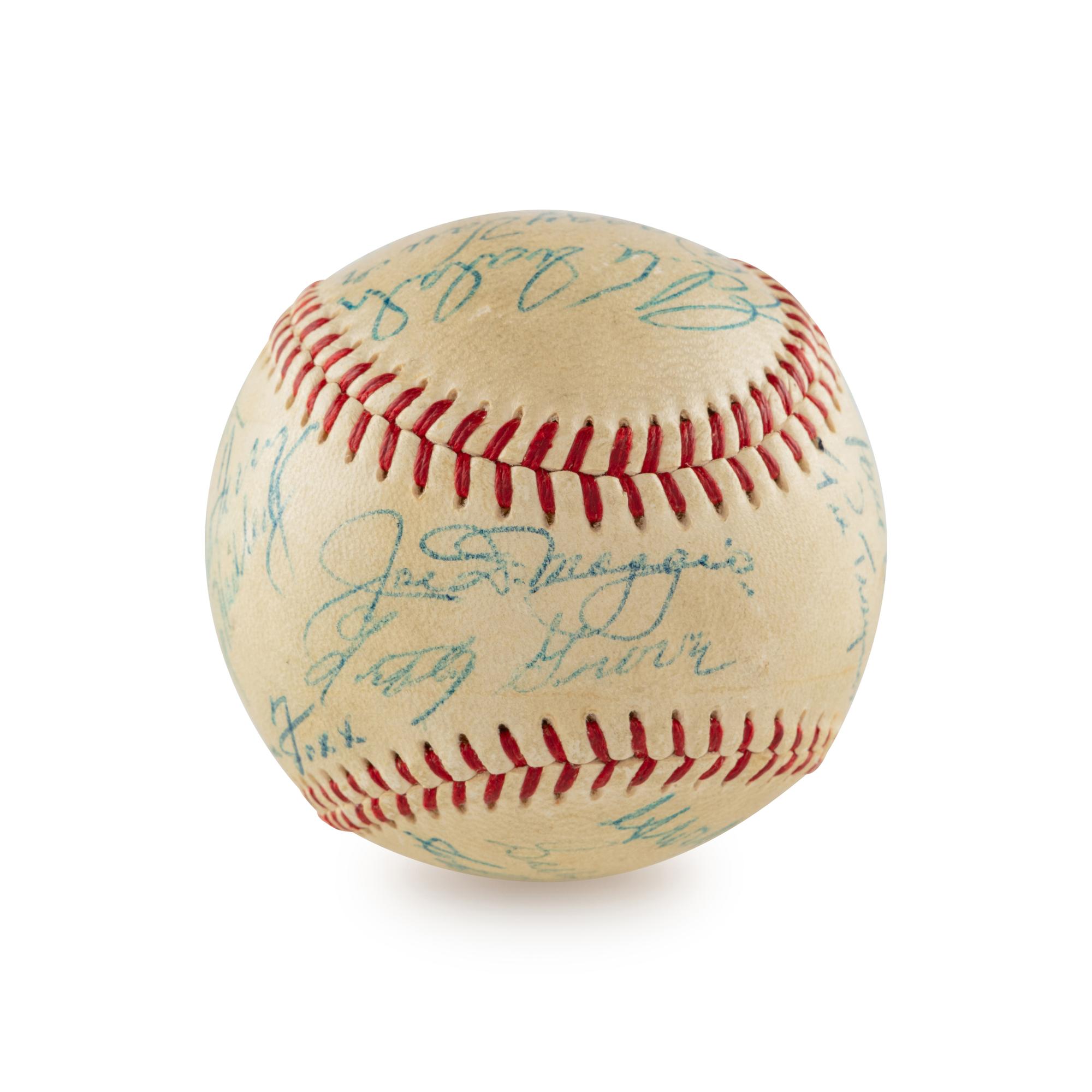 An Impressive Multi Signed Autograph Vintage 1955 Hall of Fame Induction Weekend Baseball Featuring Joe DiMaggio, Jimmie Foxx and 18 Others (Beckett Authentication Services)