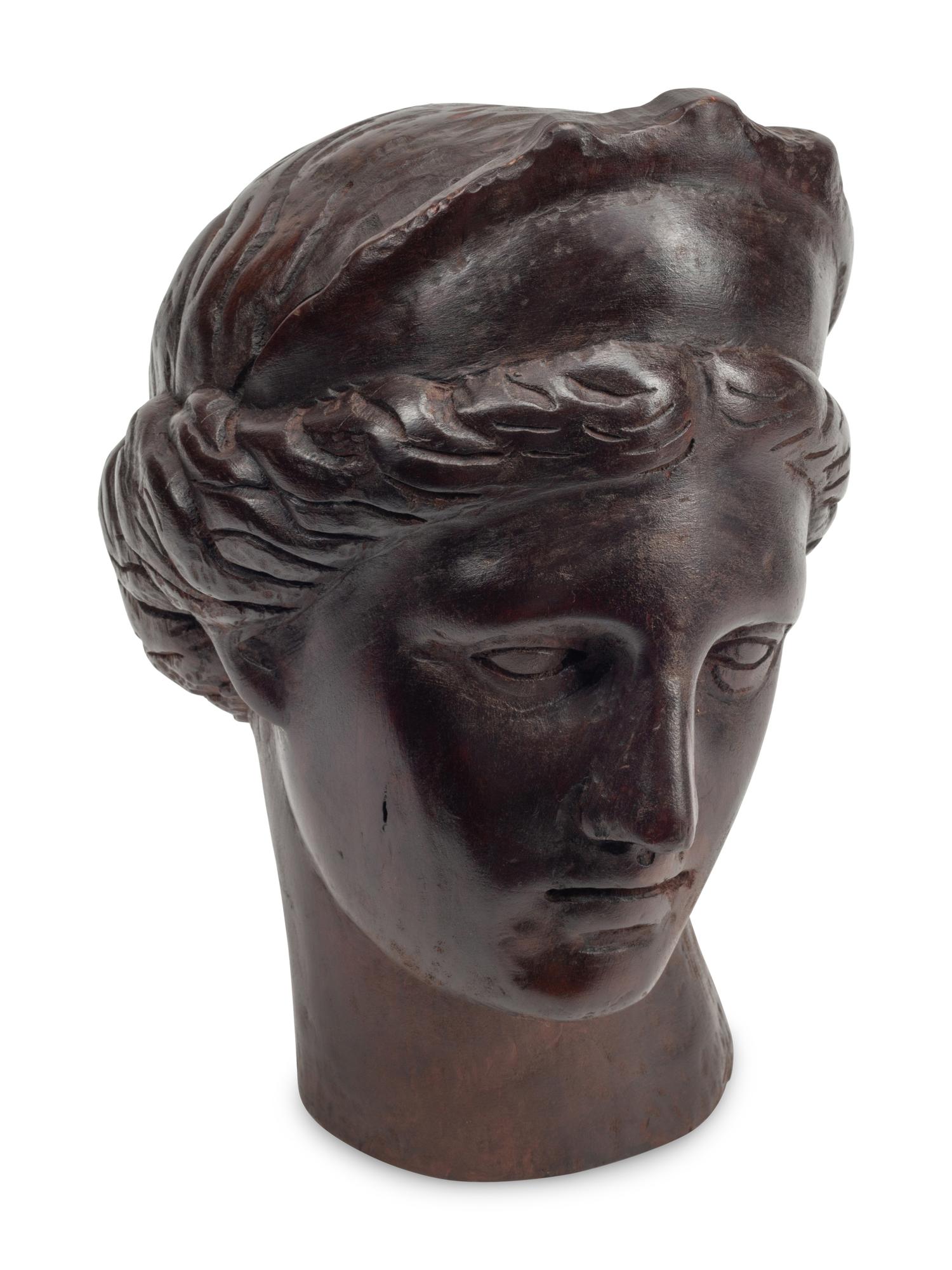 A Carved and Painted Wood Bust of Aphrodite
