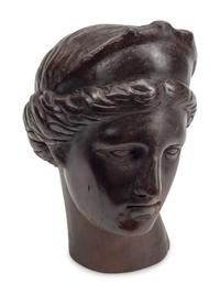 A Carved and Painted Wood Bust of Aphrodite