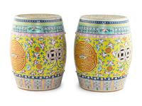 A Pair of Chinese Enameled Porcelain Garden Seats