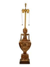 A Carved Hardstone Table Lamp