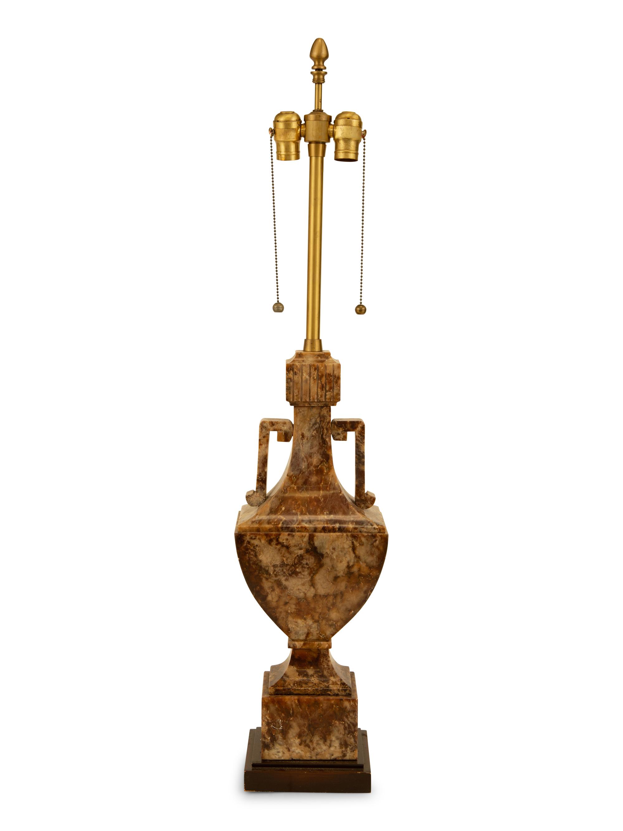 A Carved Hardstone Table Lamp