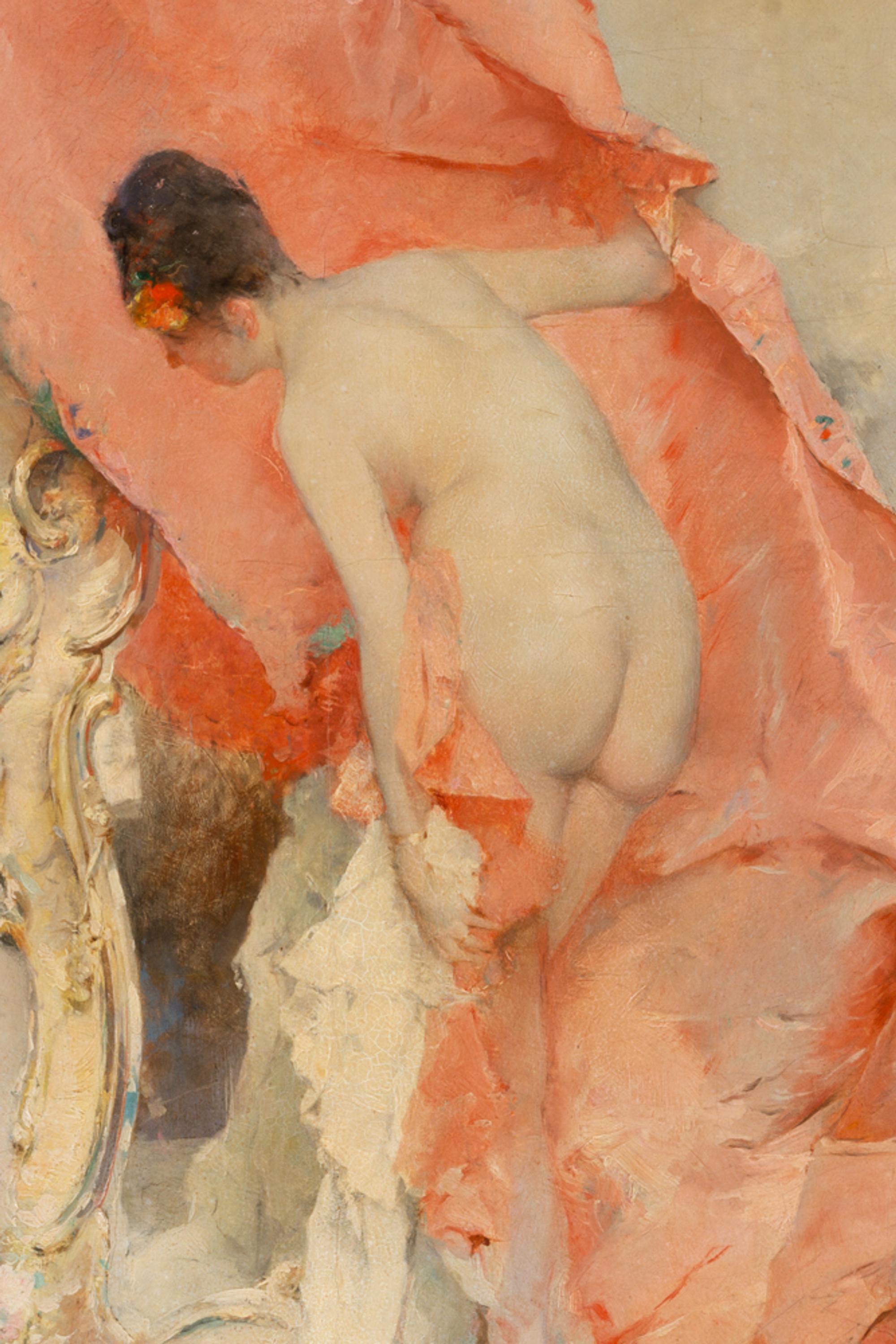 Nu au drape rose