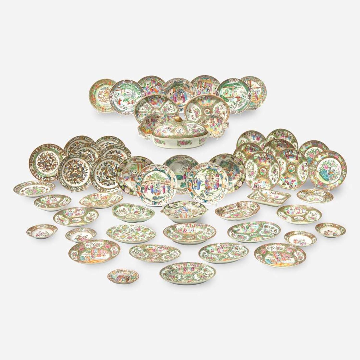 A large collection of fifty-five Chinese Export porcelain tablewares 18th / 19th century