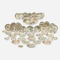 A large collection of fifty-five Chinese Export porcelain tablewares 18th / 19th century