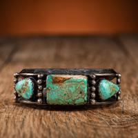 Navajo Silver and Turquoise Cuff Bracelet