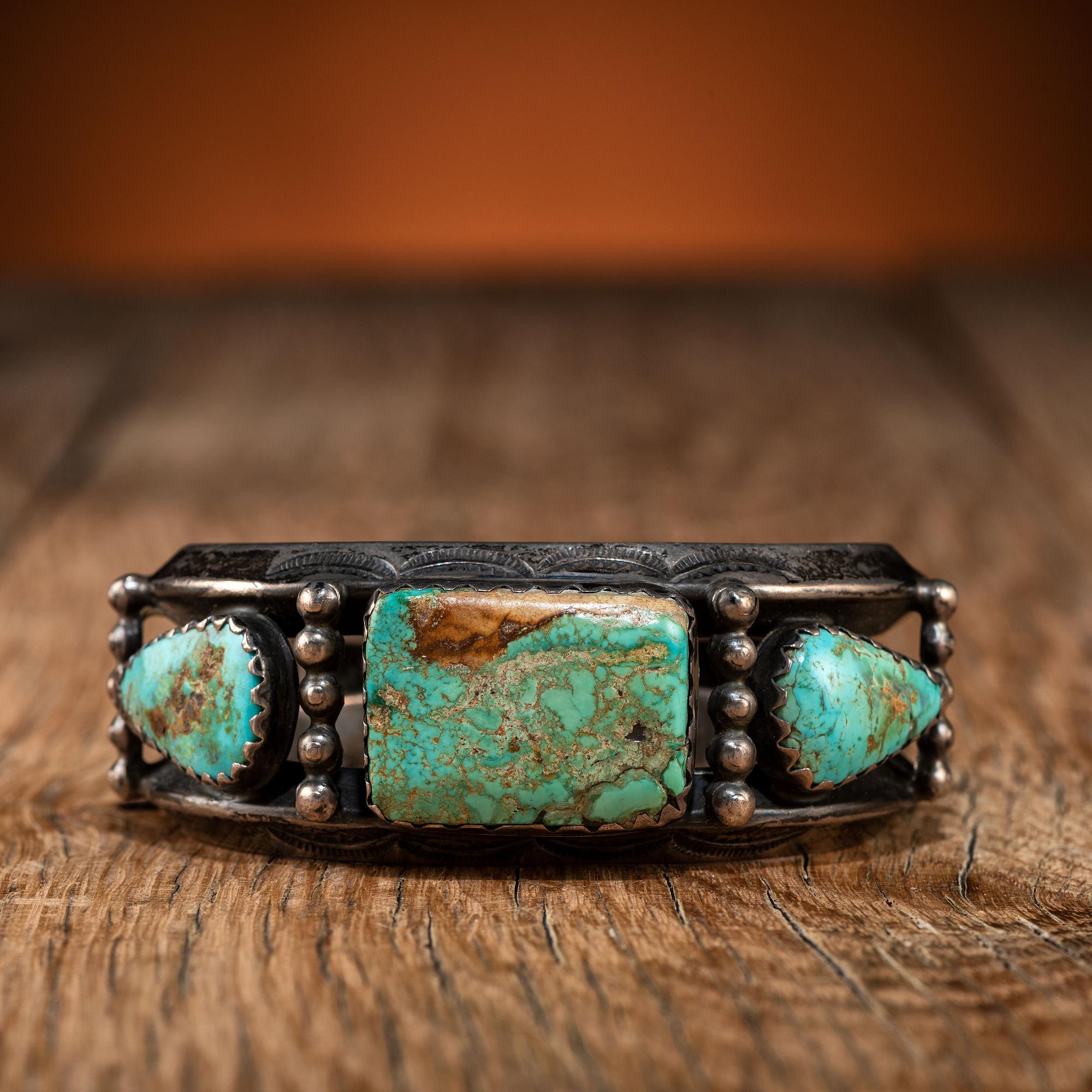 Navajo Silver and Turquoise Cuff Bracelet