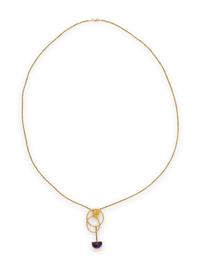 YELLOW GOLD, CITRINE AND AMETHYST PENDANT/NECKLACE