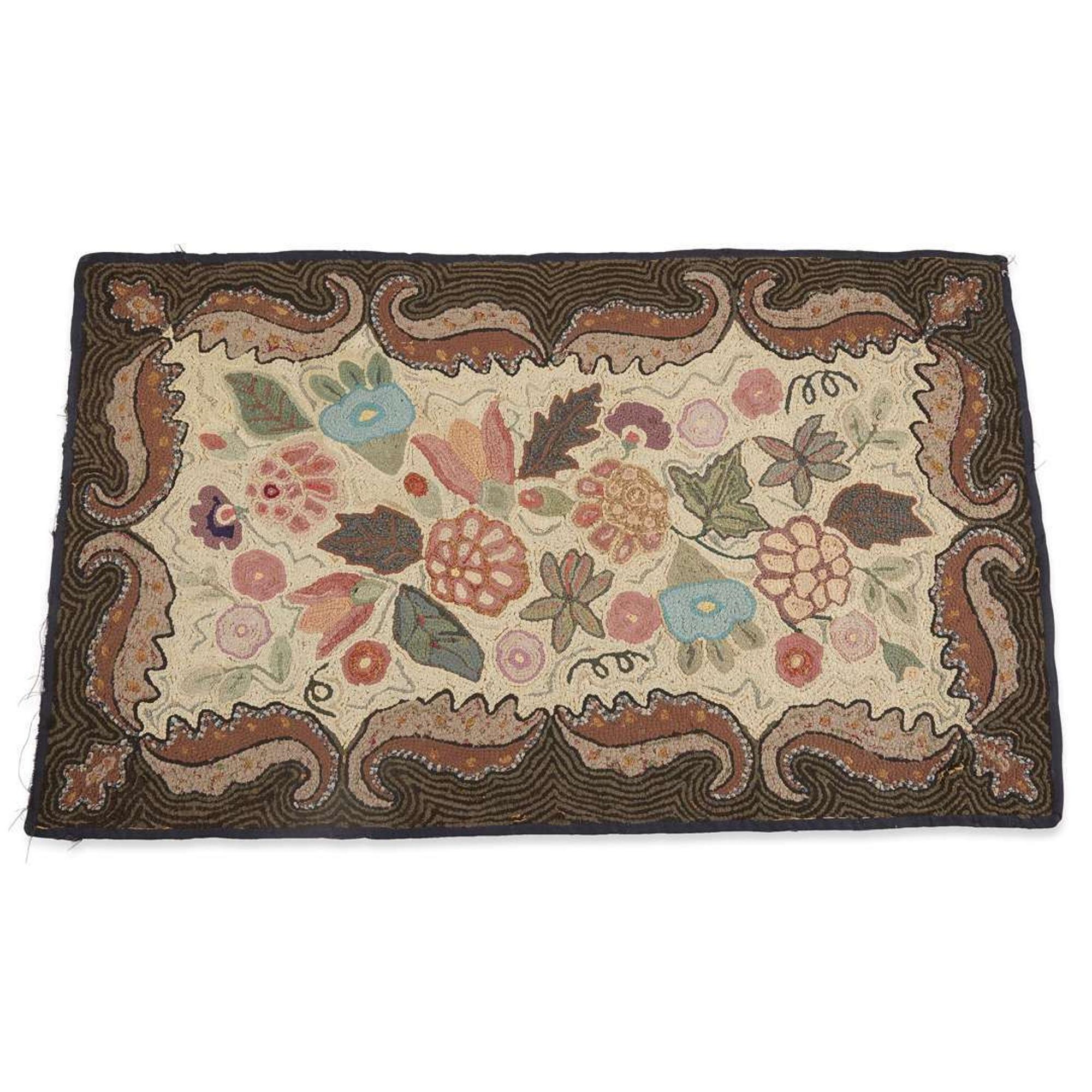 Two floral hooked rugs late 19th/early 20th century