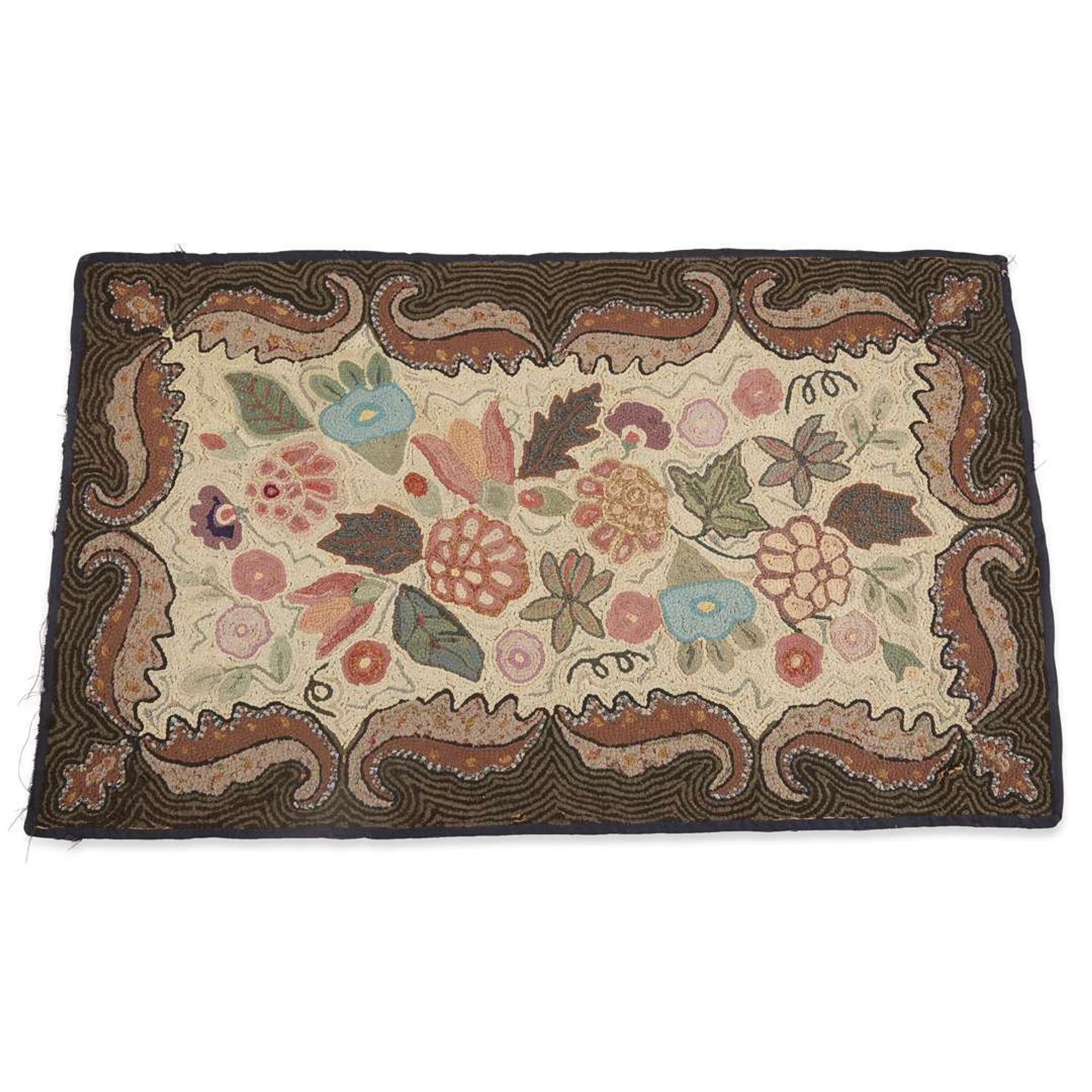 Two floral hooked rugs late 19th/early 20th century