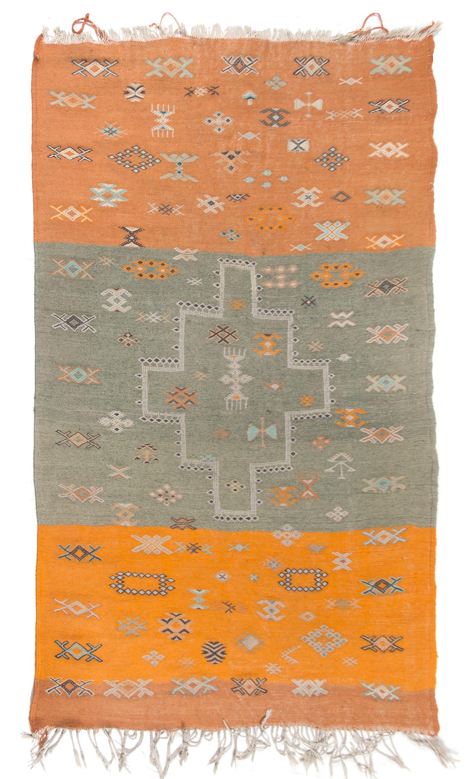 A Moroccan Flatweave Rug 6 feet 2 inches x 3 feet 7 inches. — 20TH CENTURY