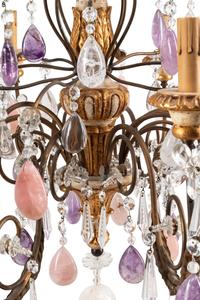 An Italian Neoclassical Style Painted and Parcel Gilt Wood, Metal and Rock Crystal Chandelier