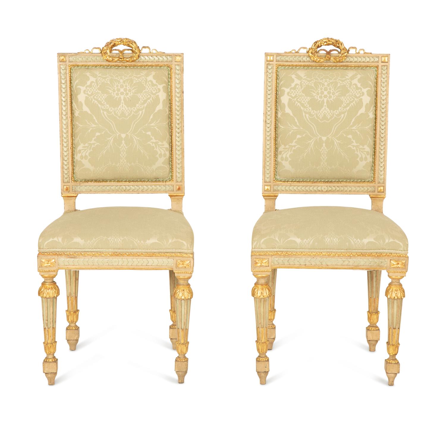 A Six-Piece Louis XIV Style Painted and Parcel Gilt Parlor Suite — 19th/20th Century