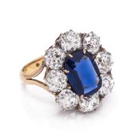 A Yellow Gold, Kashmir Sapphire and Diamond Ring,