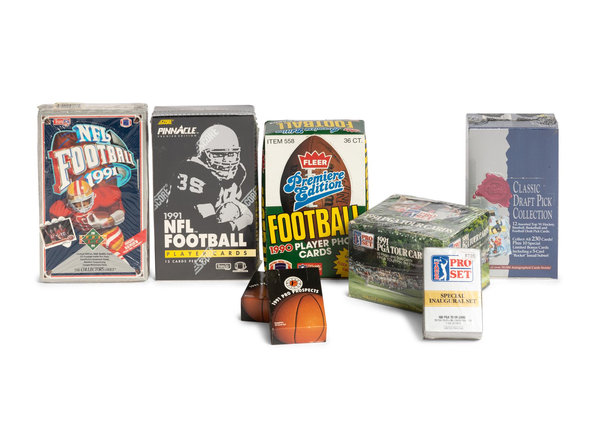 A Group of Unopened Boxes of Assorted Sports Cards