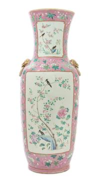 A Large Chinese Famille Rose Porcelain Vase LATE 19TH/EARLY 20TH CENTURY Height 24 1/4 inches. — LATE 19TH/EARLY 20TH CENTURY