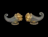 A Pair of Murano Glass Cornucopia Ornaments