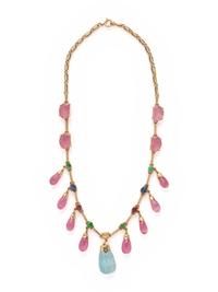 YELLOW GOLD AND MULTIGEM NECKLACE