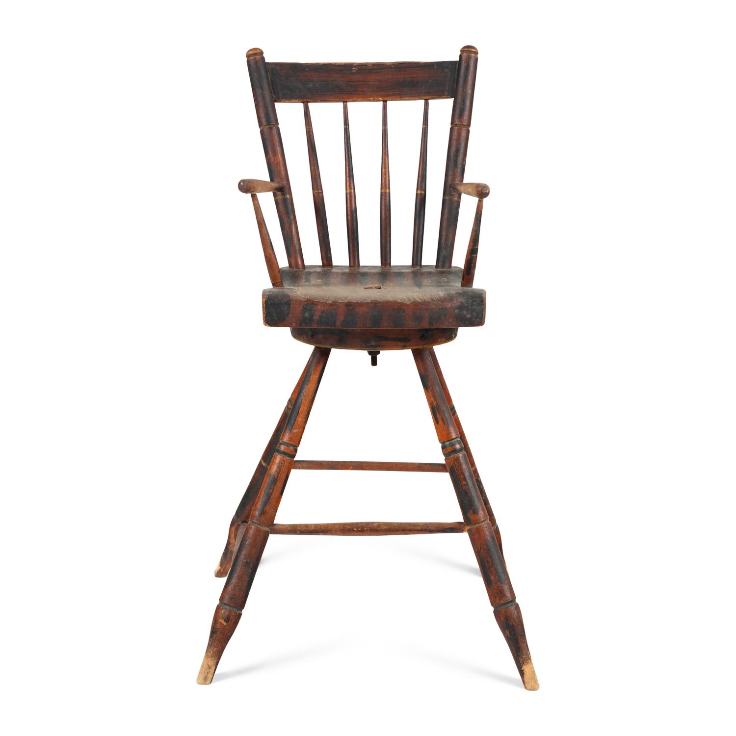 A Faux-Grained Windsor Swivel High Chair