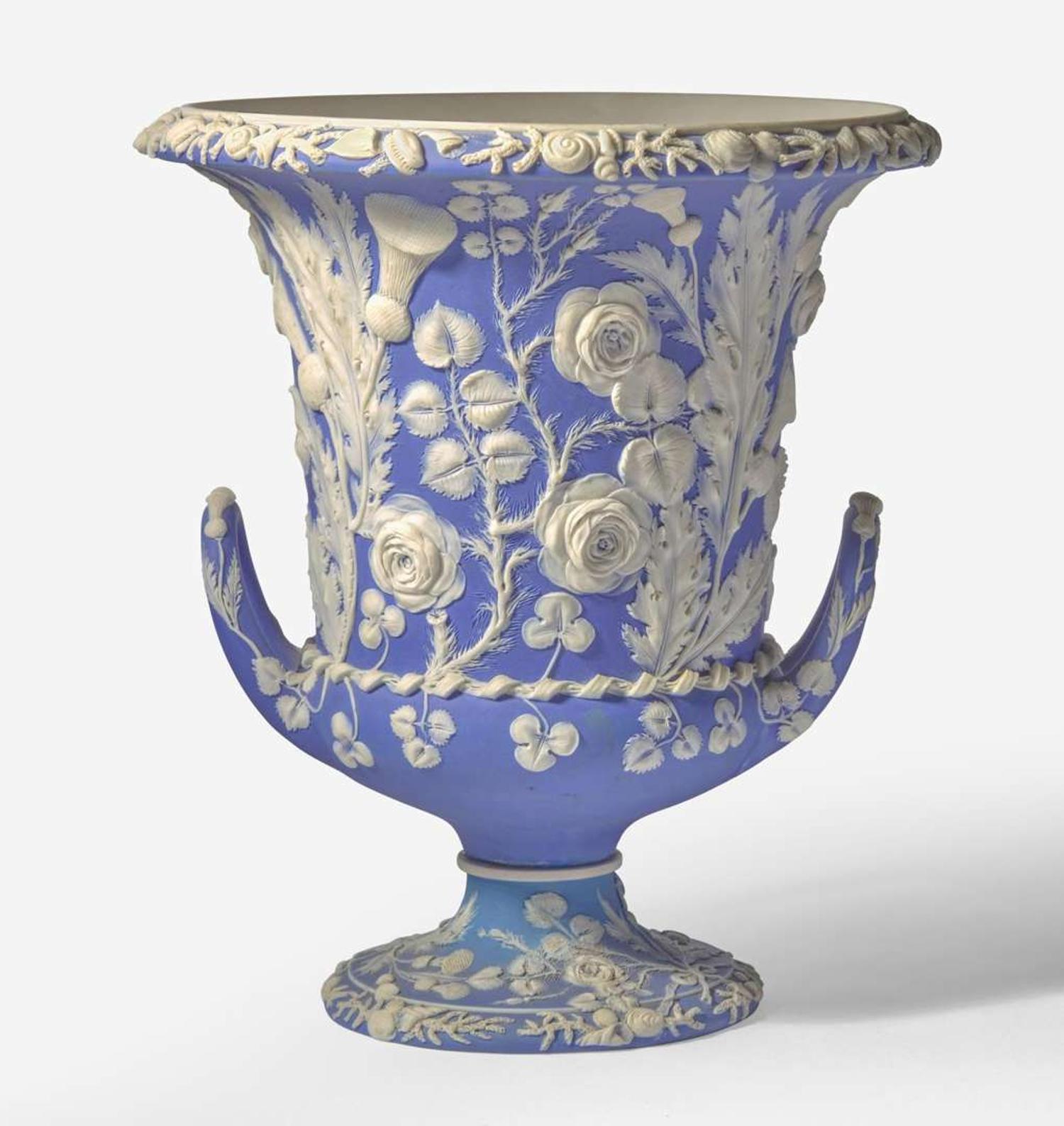 A Wedgwood Blue Dip Jasperware Campana Wine Cooler UK, 19th century