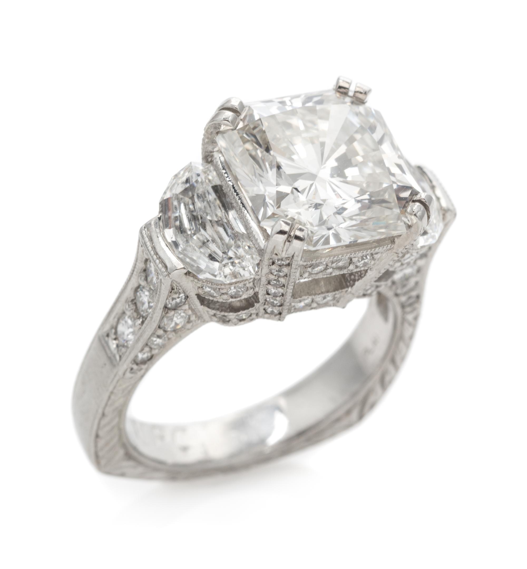 A Platinum and Treated Diamond Ring, 8.50 dwts.