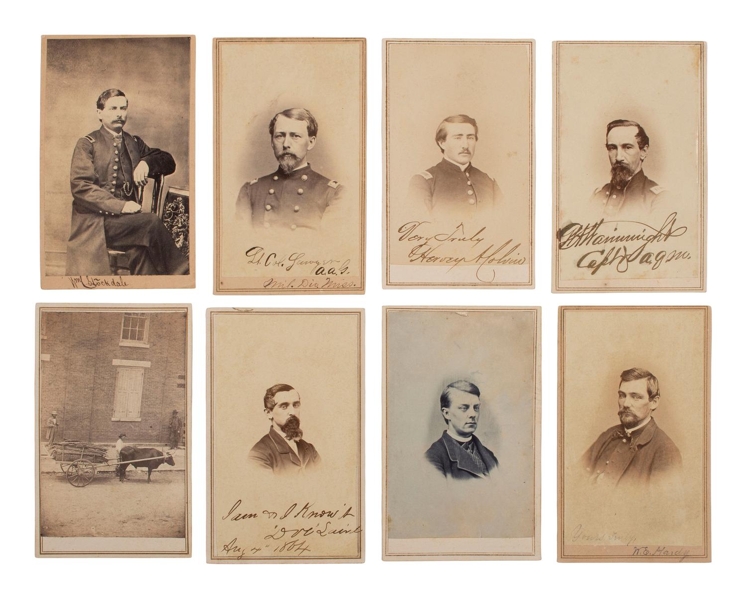 [CIVIL WAR] Civil War CDV collection likely assembled by a soldier, incl. generals, signed portraits, and a view of "The Castle" in Vicksburg, MS.