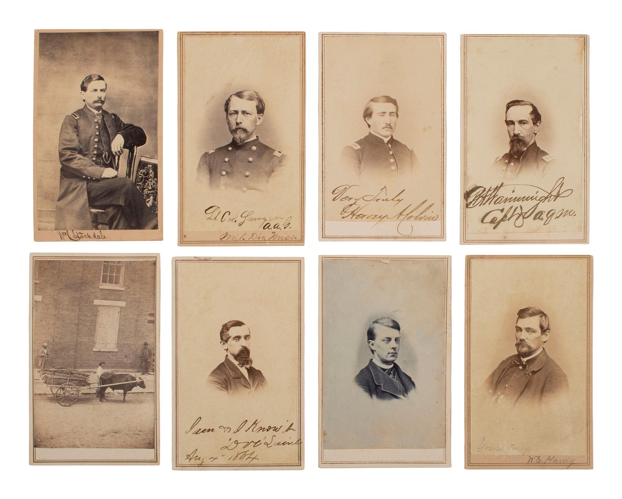 [CIVIL WAR] Civil War CDV collection likely assembled by a soldier, incl. generals, signed portraits, and a view of "The Castle" in Vicksburg, MS.