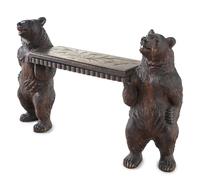 A Black Forest Carved Figural Hall Bench