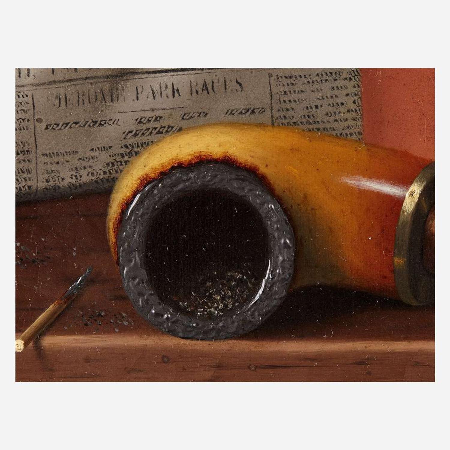 William Michael Harnett (American, 1848–1892) Still Life with New York Times, Tobacco Jar, Pipe and Matches