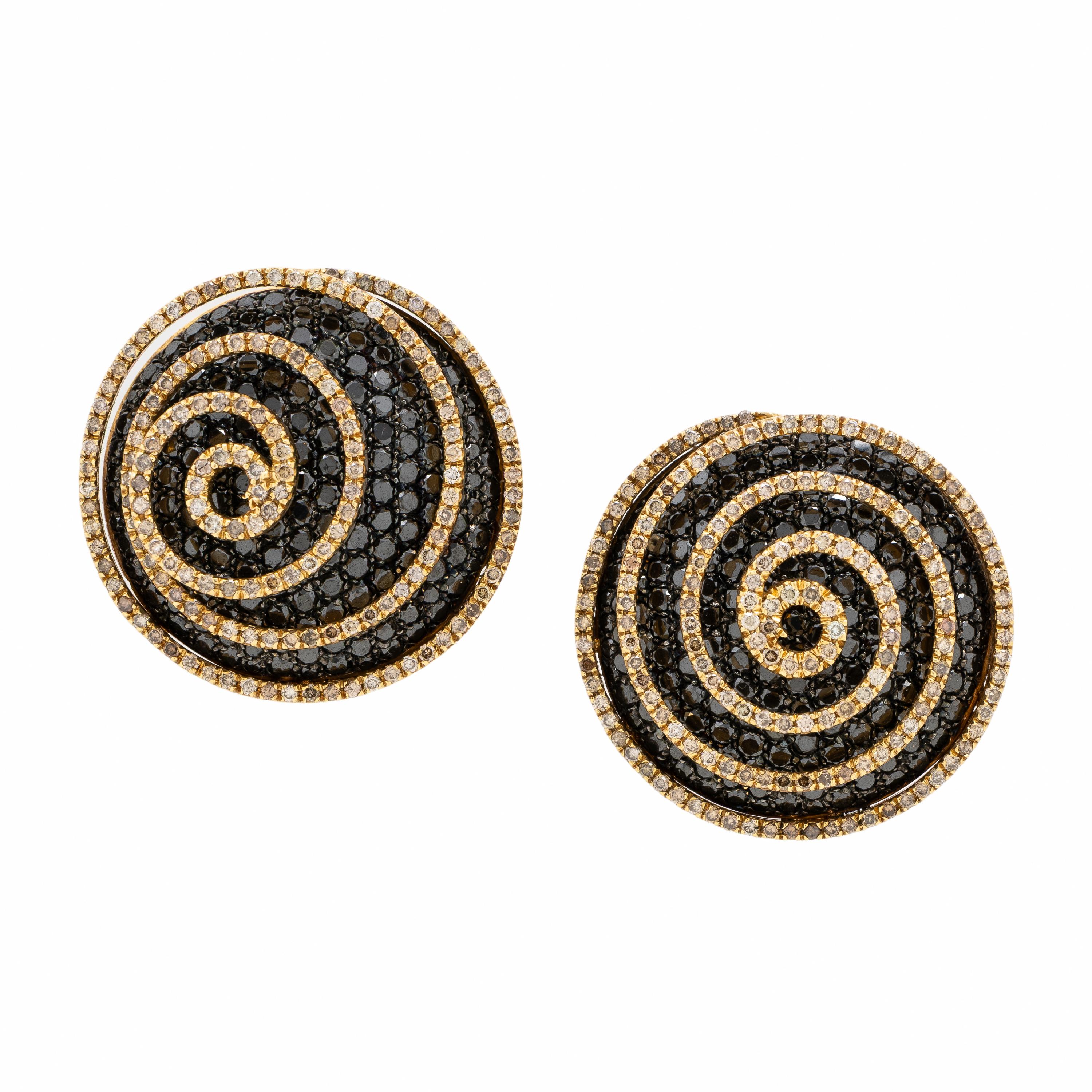 Colored Diamond and Yellow Gold Earrings