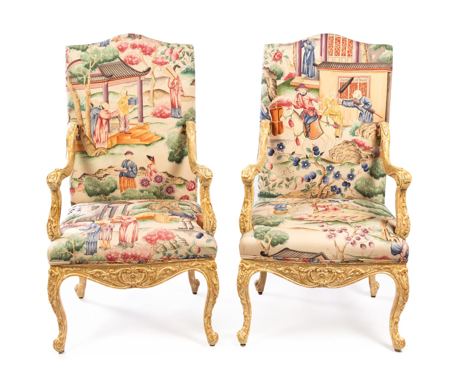 A Pair of Regence Style Painted Fauteuils Height 45 1/2 inches. — BEVERLY FURNITURE CO., 20TH CENTURY