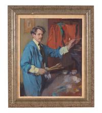 Self-Portrait; with City View with Stone Bridge verso (A Double-Sided Work), c. 1925