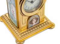 A Continental Gilt Metal and Enameled Mantel Clock