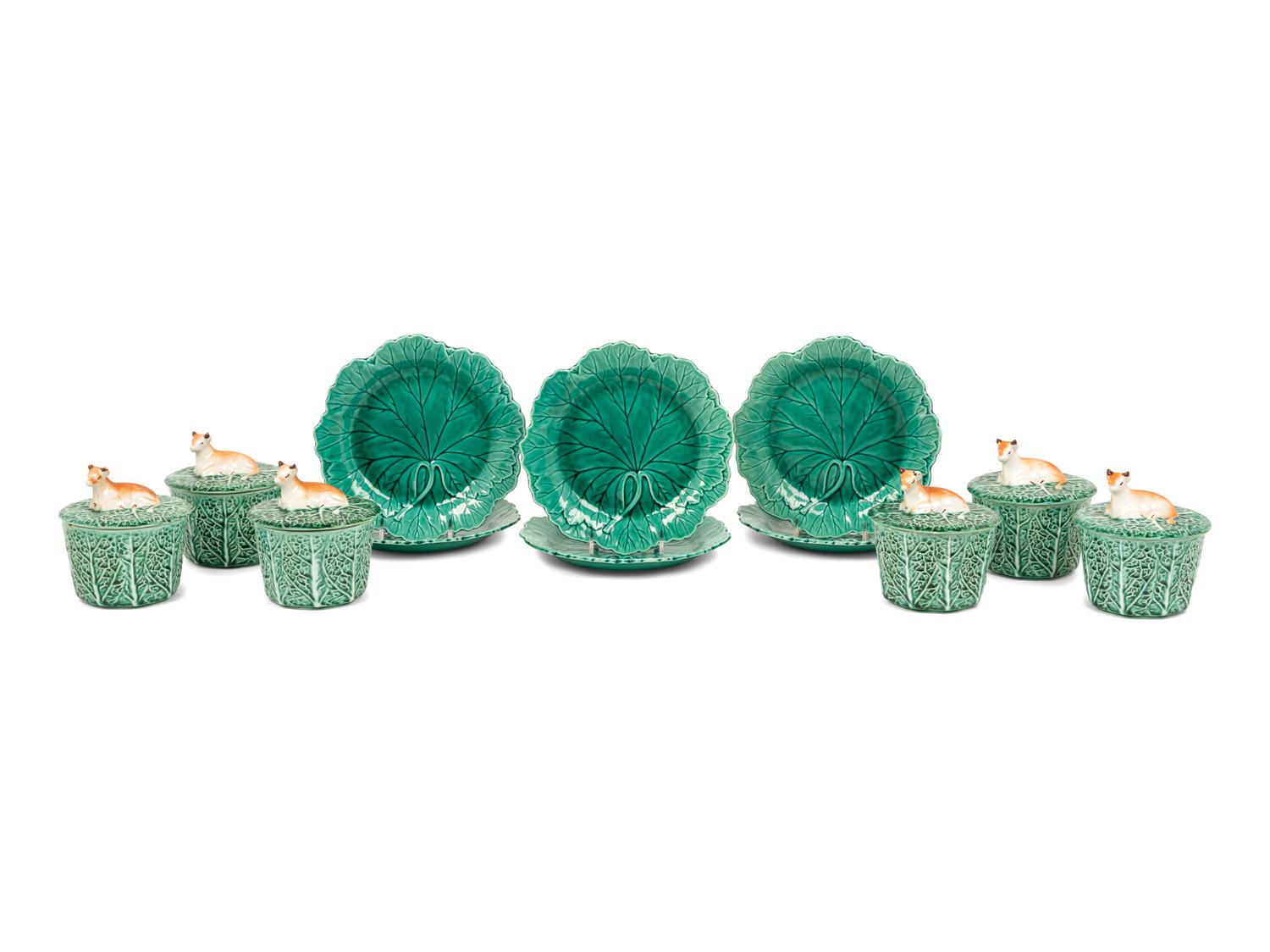 A Set of Six Wedgwood Ceramic Plates and Six Similar Portuguese Cocottes