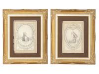 [REVOLUTIONARY WAR]. Ink and watercolor portraits of Marquis de LAFAYETTE and Charlotte CORDAY.