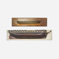Two carved and painted half hull ship models late 19th/early 20th century