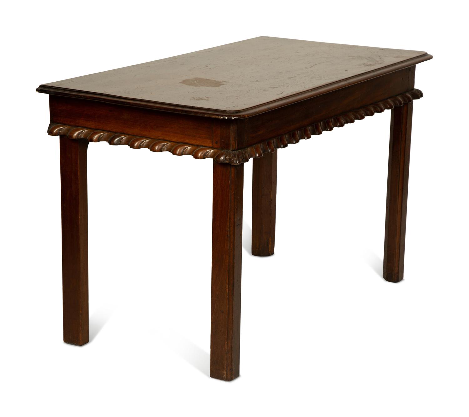 A Pair of George III Style Mahogany Pier Tables