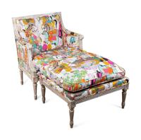A Louis XVI Style Carved and Painted Bergere Brisee — 19TH/20TH CENTURY