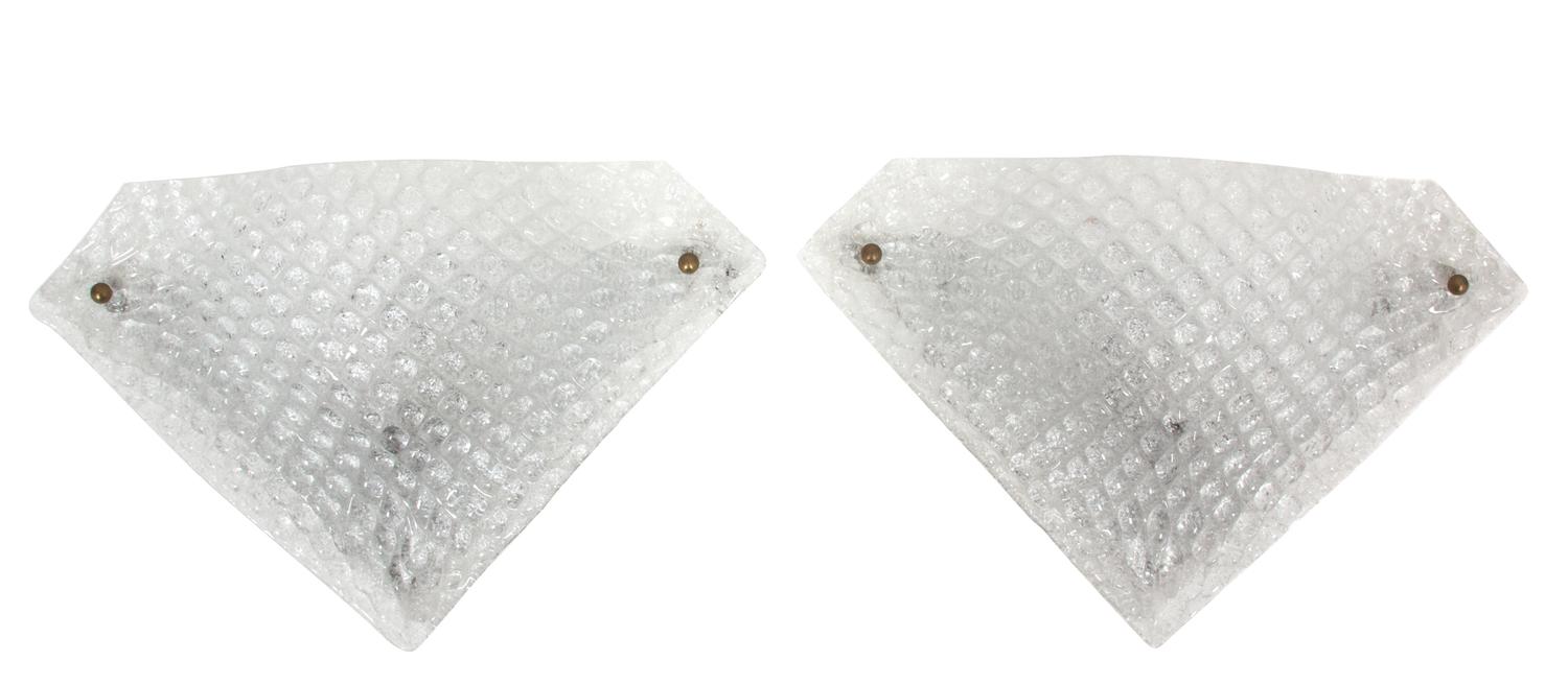 A Pair of Venetian Glass Pocket Style Wall Sconces Height 10 1/2 x width 17 inches. — 20TH CENTURY