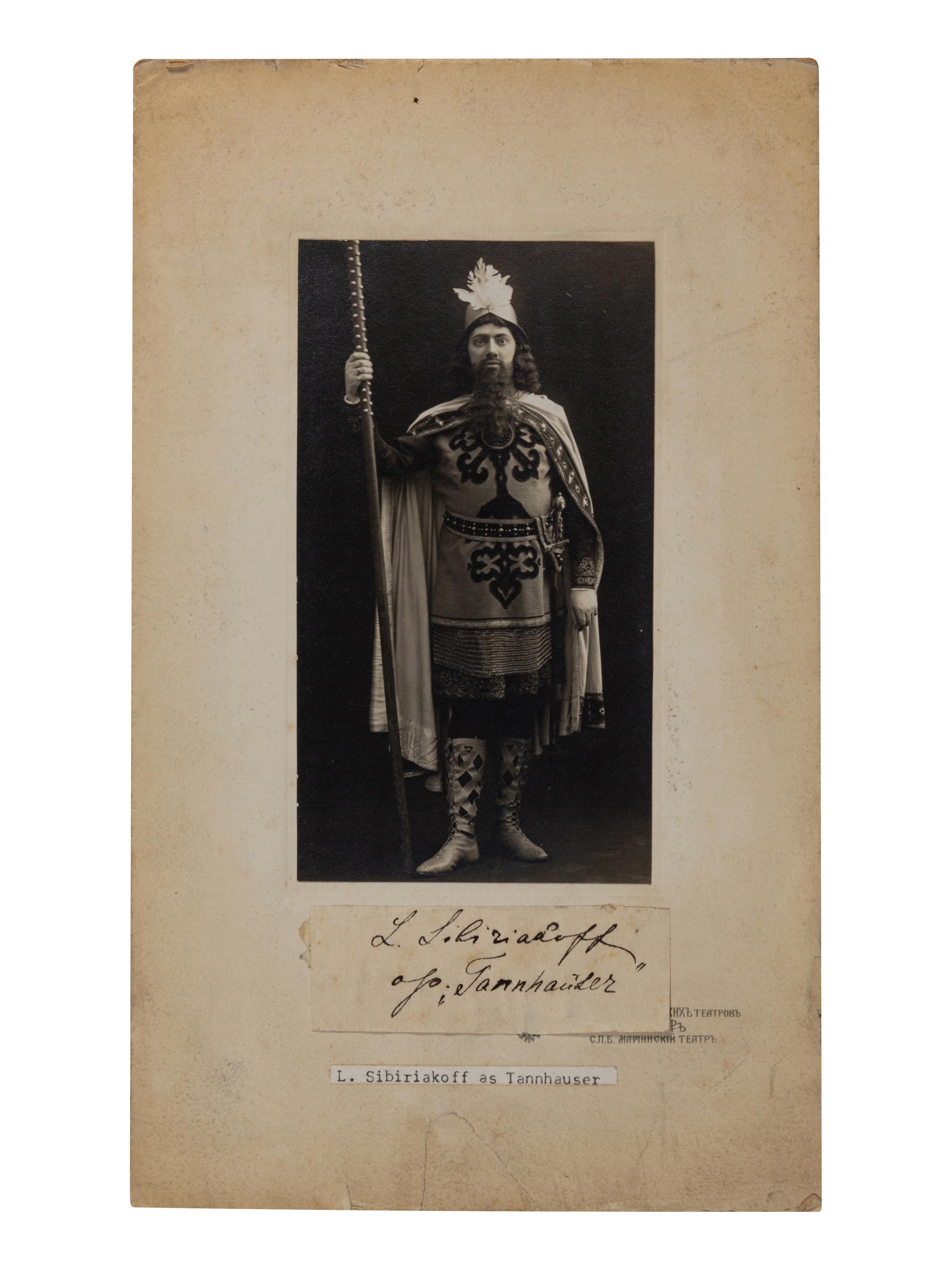 [19TH AND 20TH-CENTURY OPERA SINGERS]. A group of 6 photographs, cabinet photographs, cartes de visite, or photographic postcards of opera singers from the 1890s-1900s, most signed, comprising images of:
