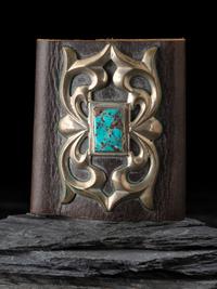 Navajo Sandcast Silver and Turquoise Ketoh