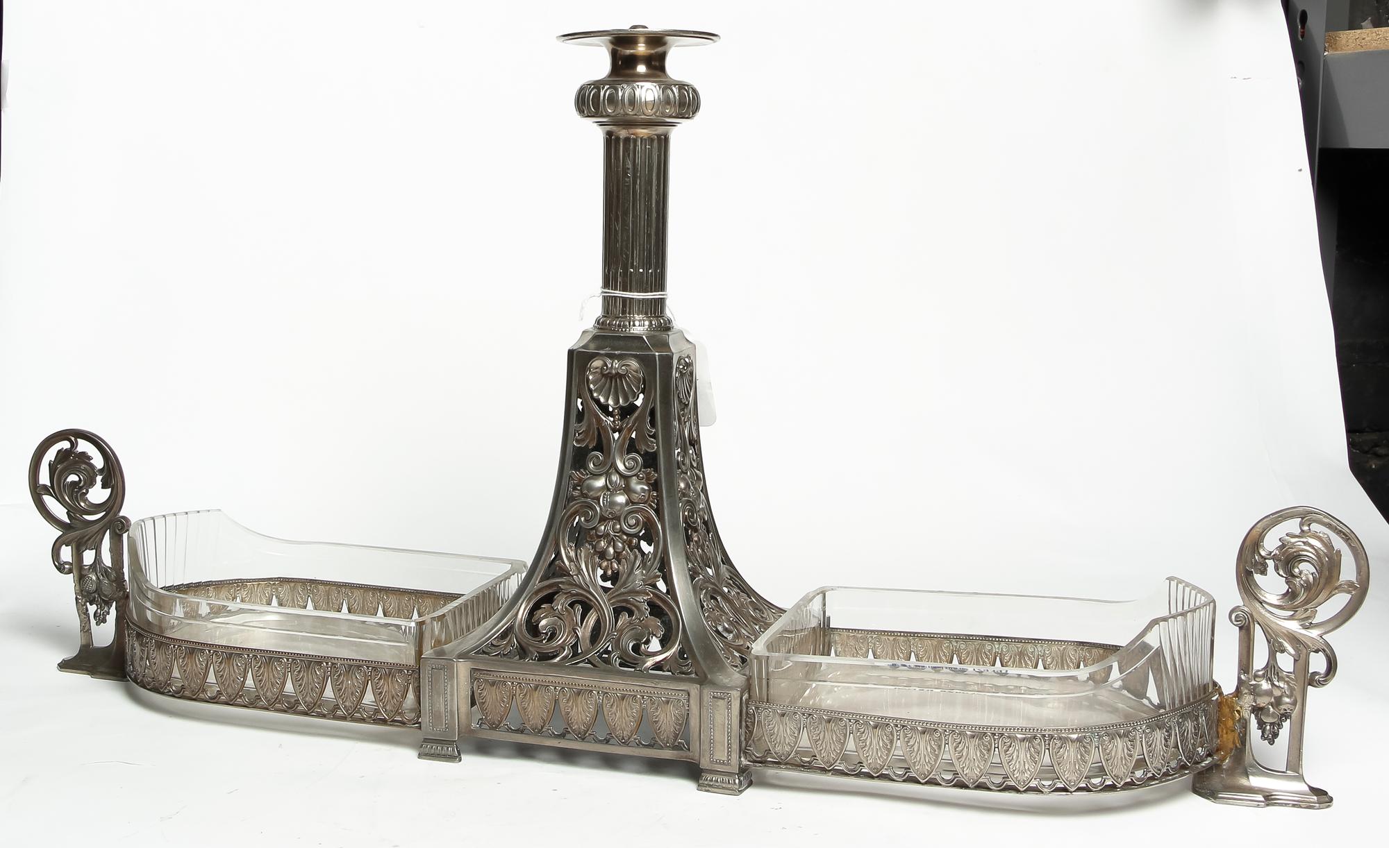 A Silver-Plate Centerpiece Height 13 x width 26 inches.