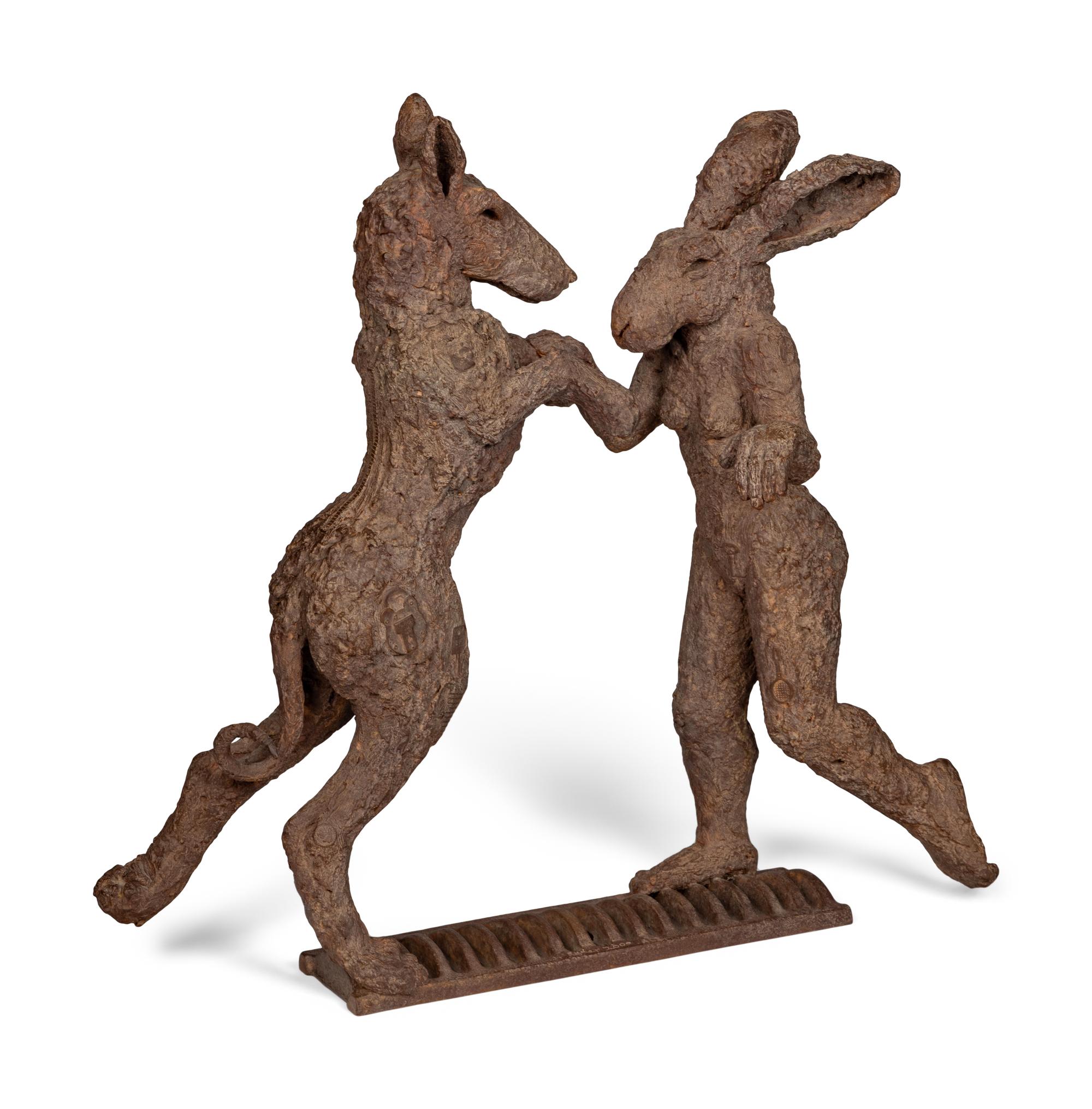Pink Lady-Hare Dancing with Big Brown Dog, 2000
